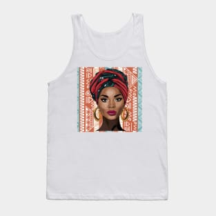 Beautiful African Woman on Tribal Background 3 Tank Top